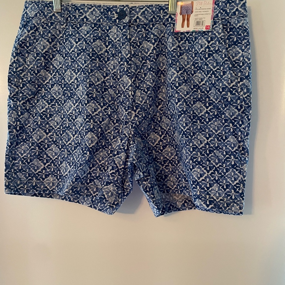 Blue Patterned Women's Shorts